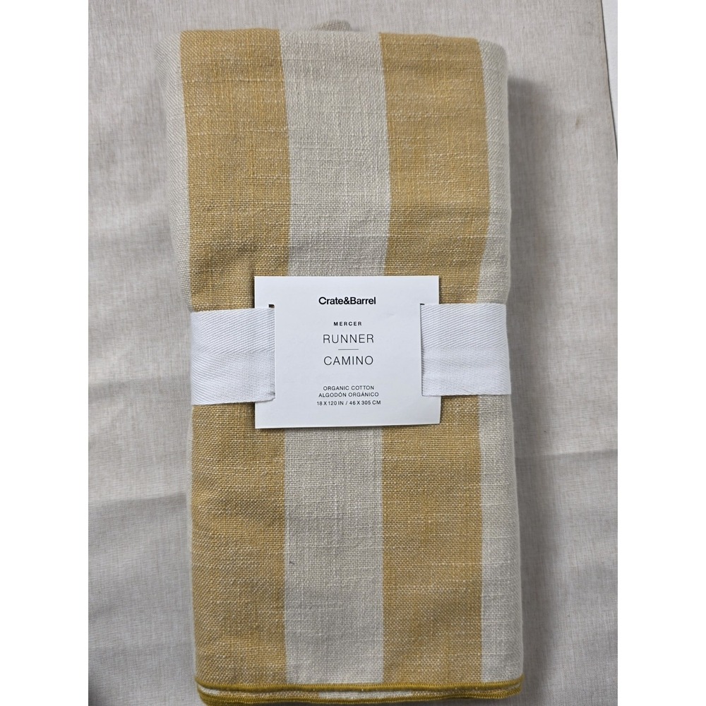 Crate And Barrel Table RunnerMERCERRUNNERCAMINOORGANIC COTTON  18X120‎ Yellow